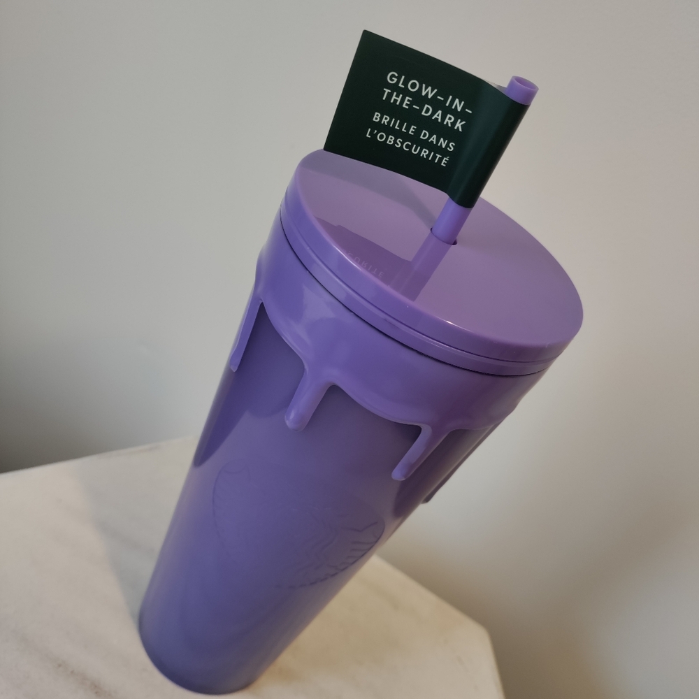 Starbucks Tumbler GLOW-IN-THE-DARK Purple Slime Halloween 2025 Cold Cup & Straw - Picture 8 of 11